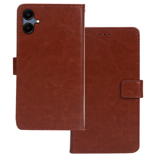 IDEWEI For Samsung Galaxy A06 Case Card Slots Holder Leather Phone Cover Crazy Horse Texture - Brown