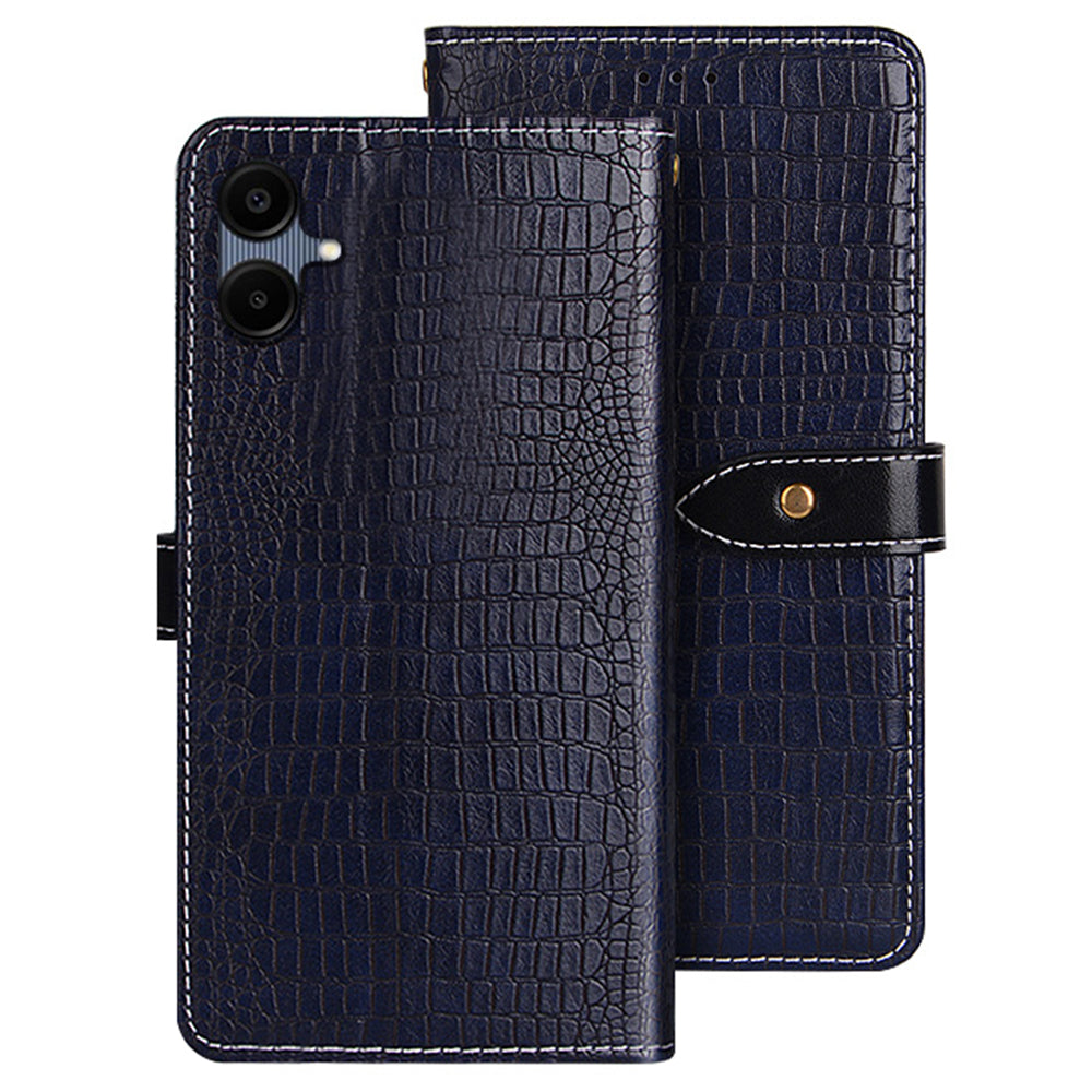 IDEWEI For Samsung Galaxy A06 Case Crocodile Texture PU Leather Flip Phone Cover - Blue