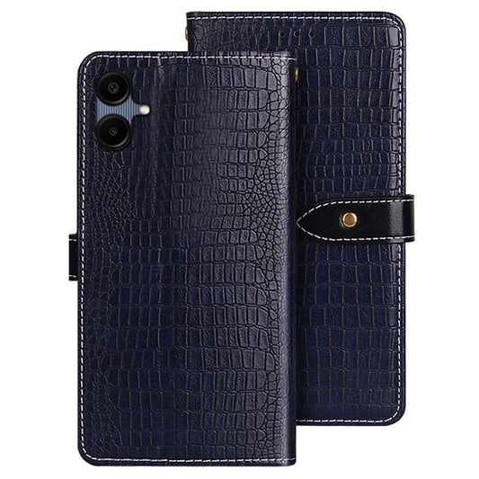 IDEWEI For Samsung Galaxy A06 Case Crocodile Texture PU Leather Flip Phone Cover - Blue