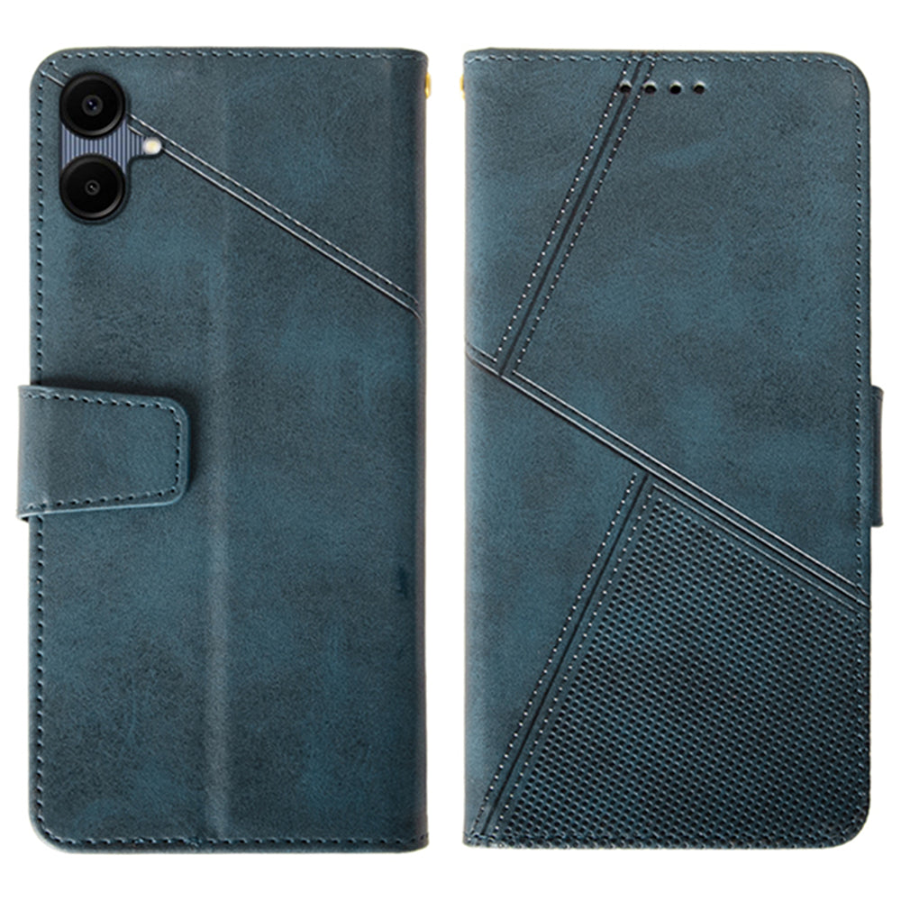 IDEWEI For Samsung Galaxy A06 Case Leather Wallet Phone Cover Stand Calf Texture - Blue