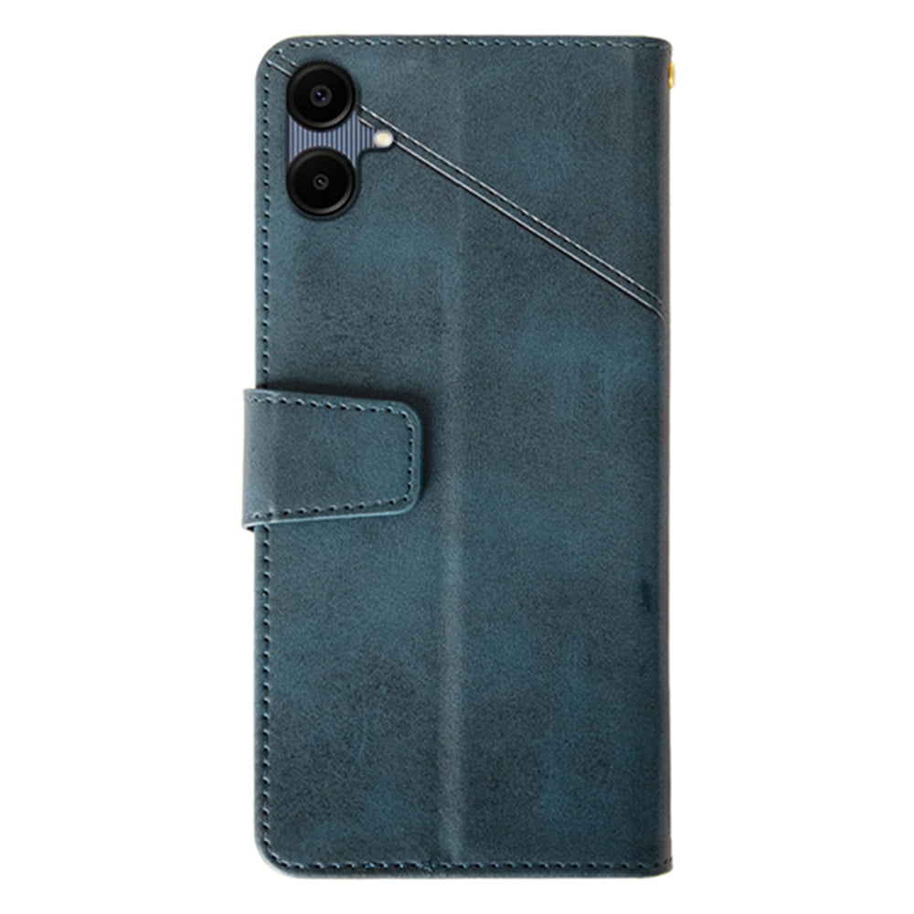 IDEWEI For Samsung Galaxy A06 Case Leather Wallet Phone Cover Stand Calf Texture - Blue