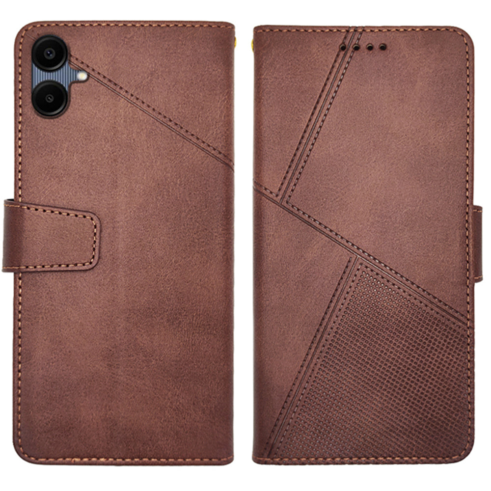 IDEWEI For Samsung Galaxy A06 Case Leather Wallet Phone Cover Stand Calf Texture - Coffee
