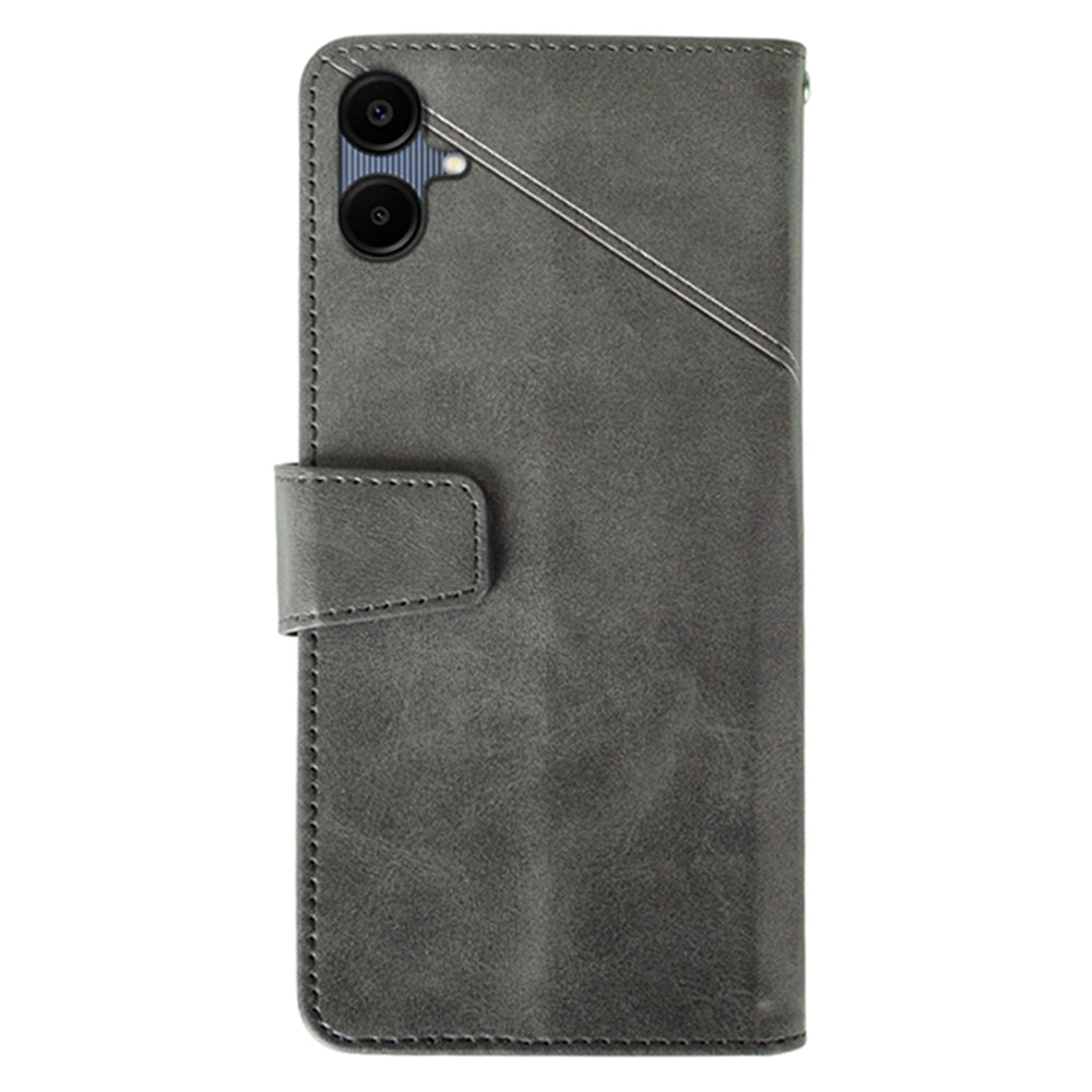 IDEWEI For Samsung Galaxy A06 Case Leather Wallet Phone Cover Stand Calf Texture - Grey