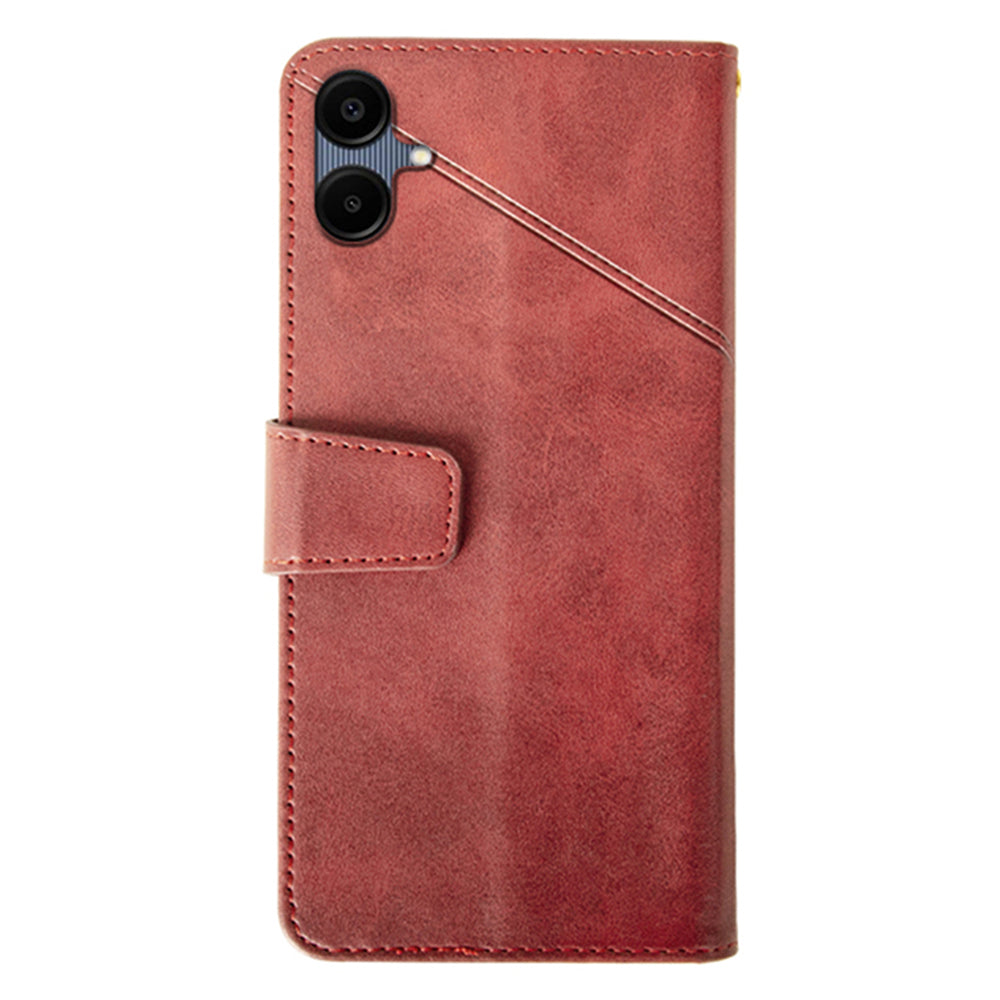 IDEWEI For Samsung Galaxy A06 Case Leather Wallet Phone Cover Stand Calf Texture - Red