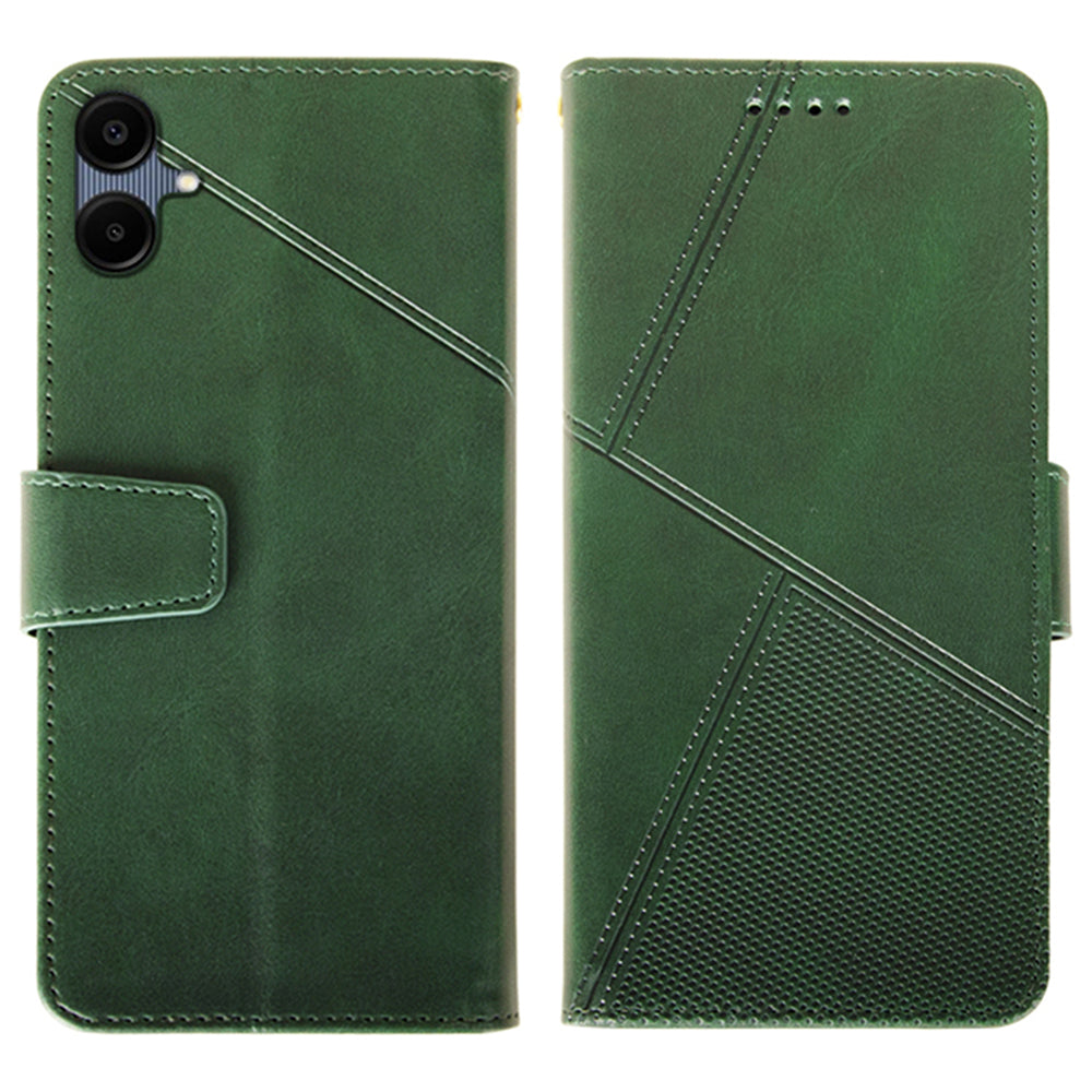 IDEWEI For Samsung Galaxy A06 Case Leather Wallet Phone Cover Stand Calf Texture - Green