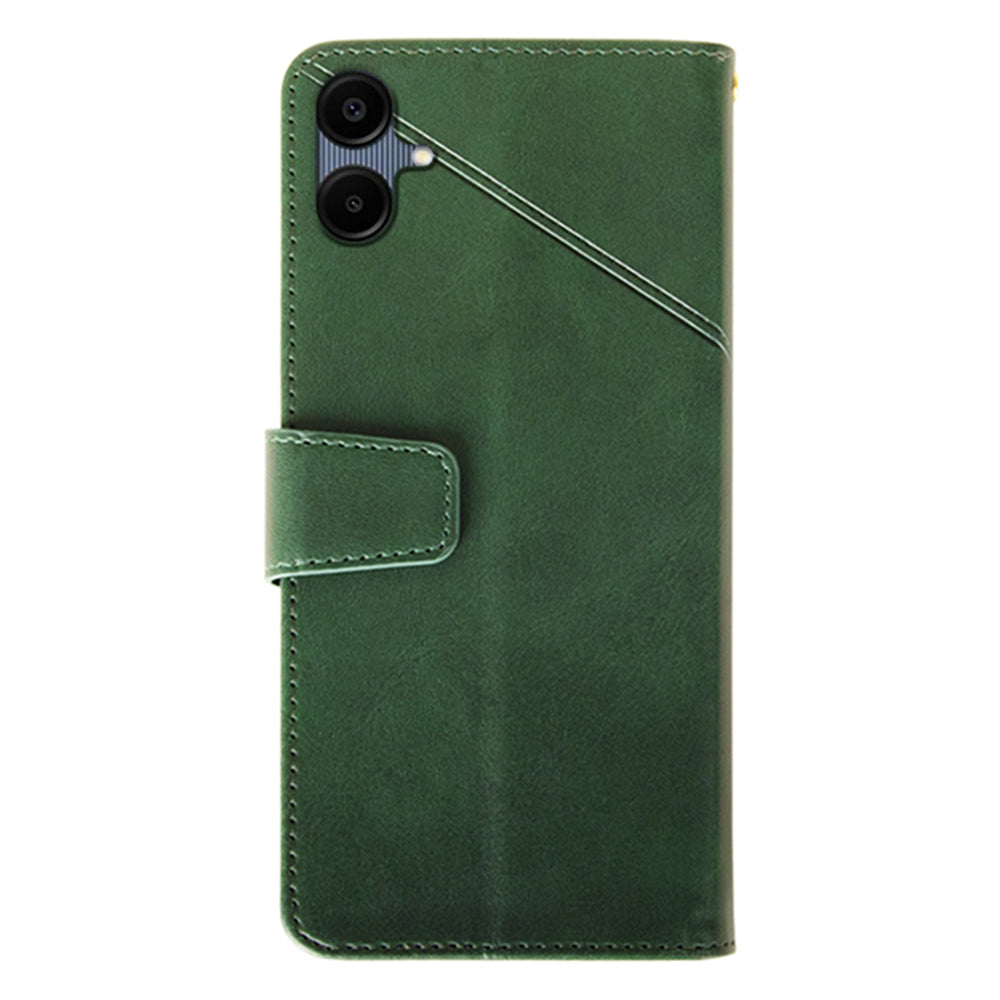 IDEWEI For Samsung Galaxy A06 Case Leather Wallet Phone Cover Stand Calf Texture - Green