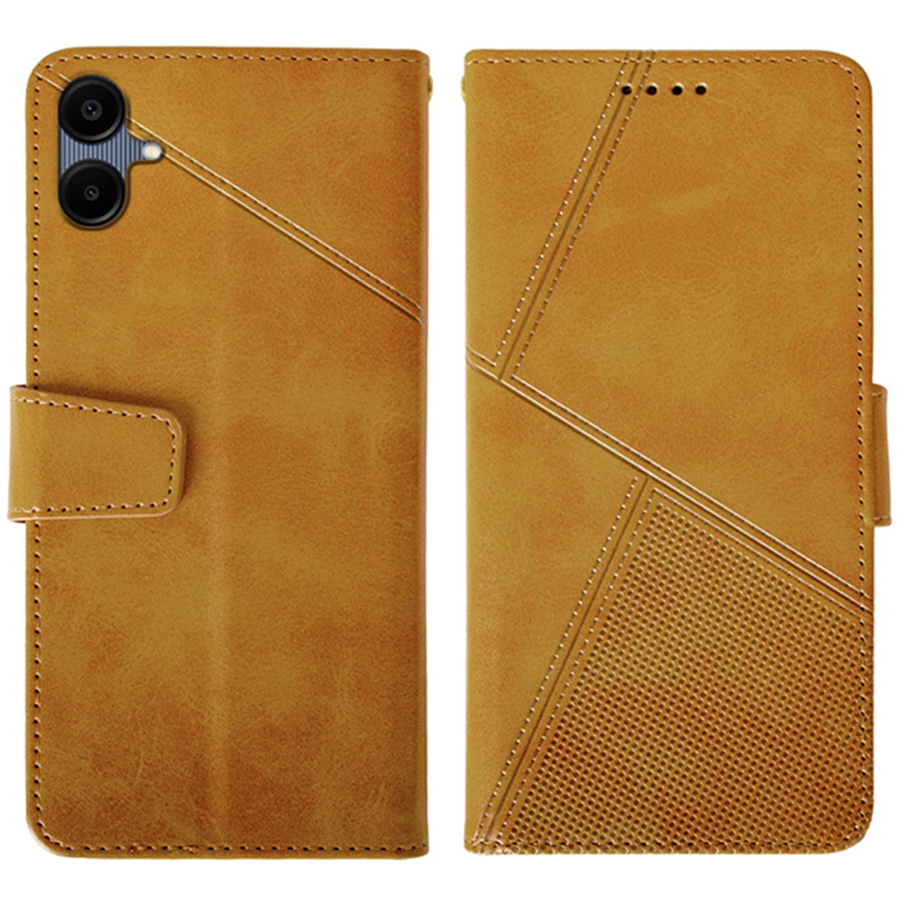 IDEWEI For Samsung Galaxy A06 Case Leather Wallet Phone Cover Stand Calf Texture - Brown