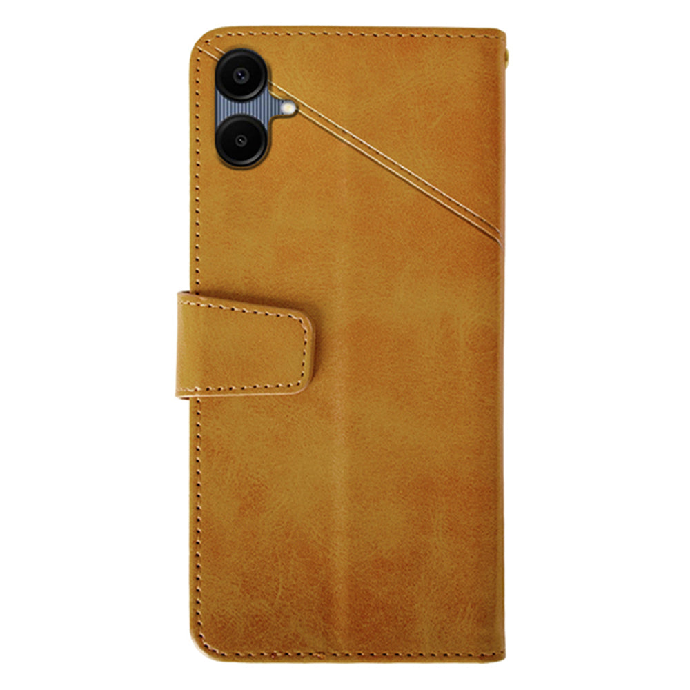 IDEWEI For Samsung Galaxy A06 Case Leather Wallet Phone Cover Stand Calf Texture - Brown