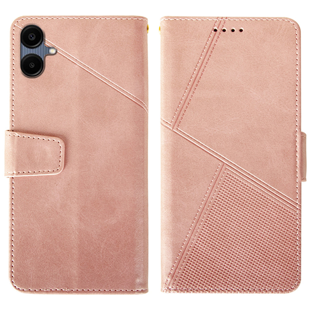 IDEWEI For Samsung Galaxy A06 Case Leather Wallet Phone Cover Stand Calf Texture - Pink