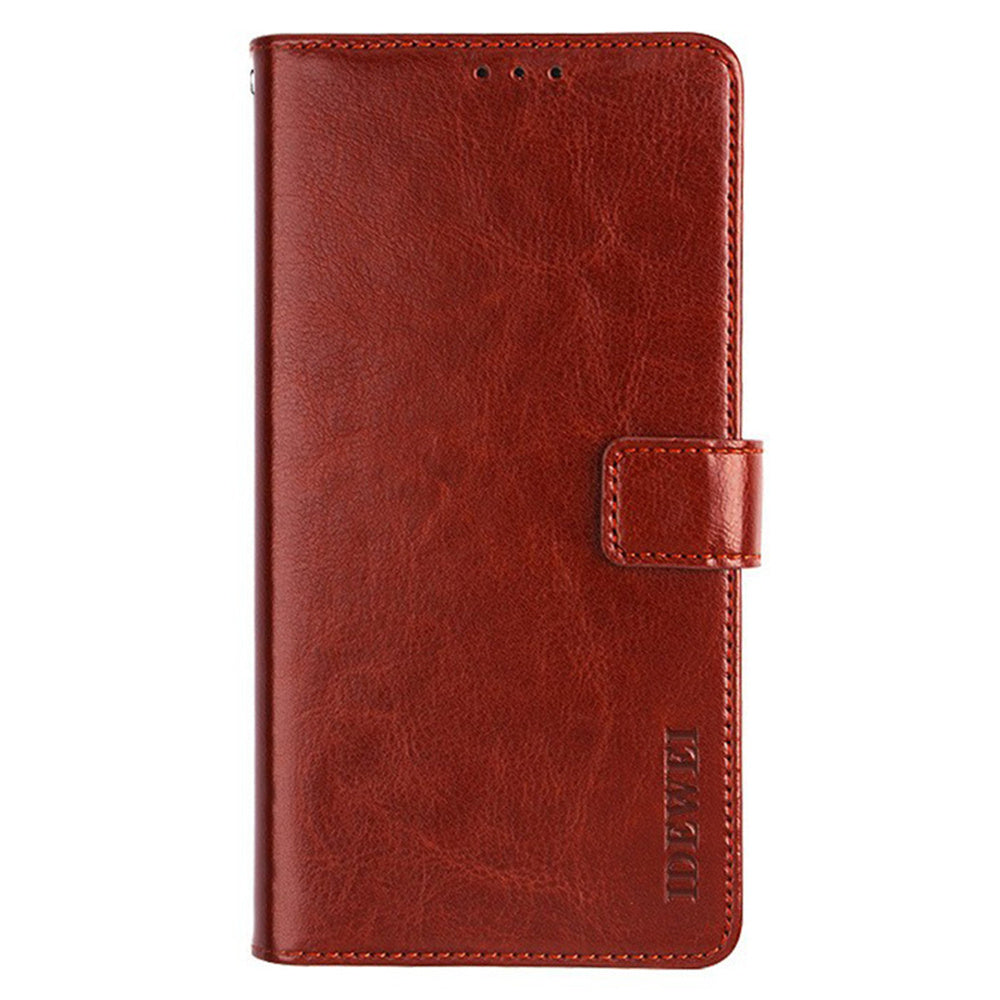 IDEWEI For Samsung Galaxy A16 4G / 5G Stand Case Crazy Horse Texture Leather Phone Cover - Brown