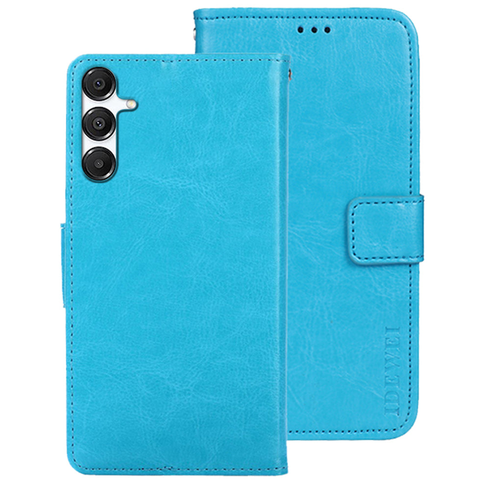 IDEWEI For Samsung Galaxy A16 4G / 5G Stand Case Crazy Horse Texture Leather Phone Cover - Sky Blue