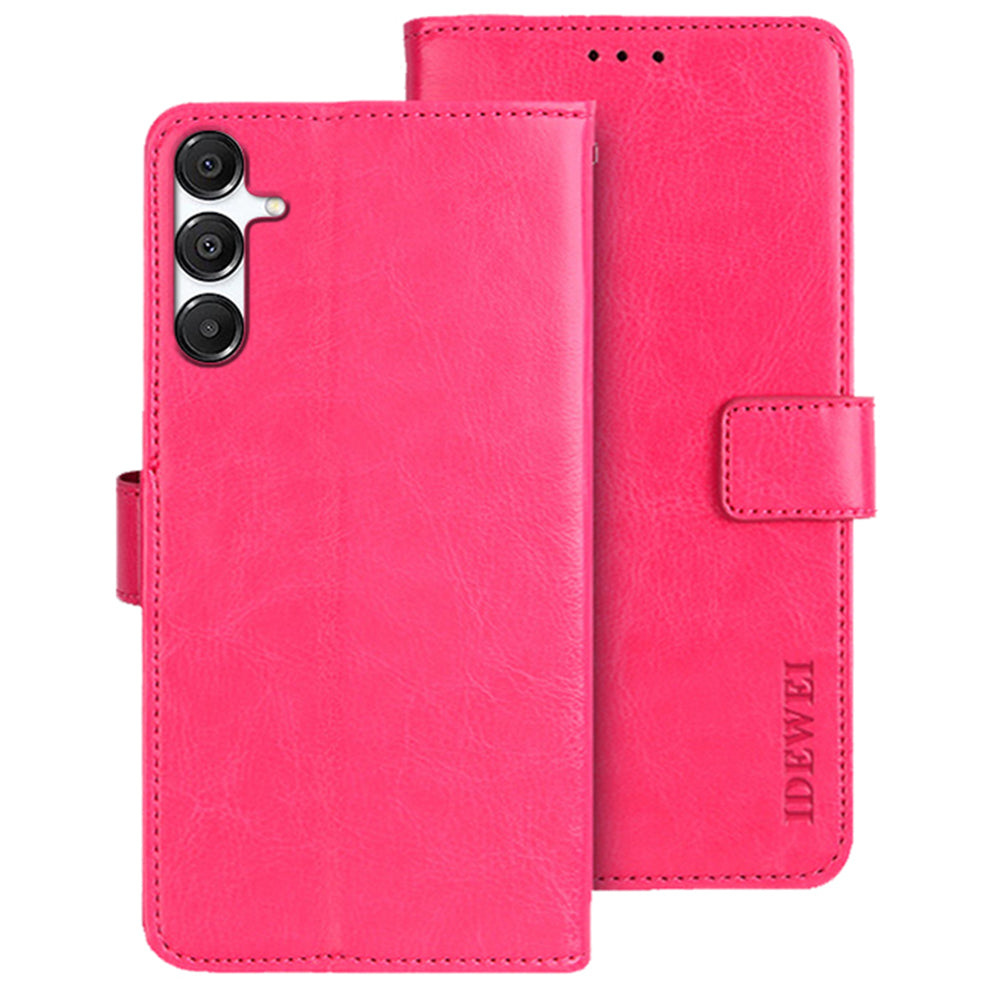 IDEWEI For Samsung Galaxy A16 4G / 5G Stand Case Crazy Horse Texture Leather Phone Cover - Rose