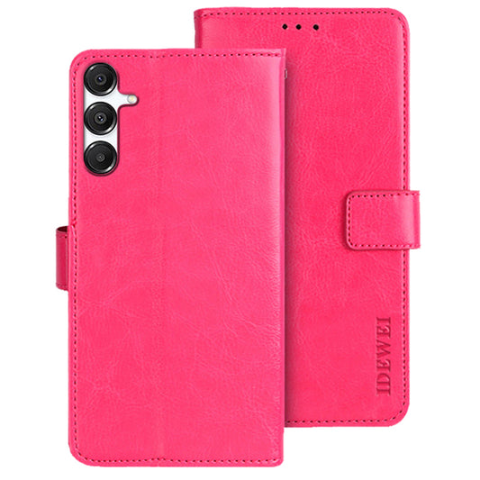 IDEWEI For Samsung Galaxy A16 4G / 5G Stand Case Crazy Horse Texture Leather Phone Cover - Rose