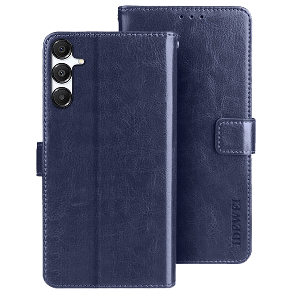 IDEWEI For Samsung Galaxy A16 4G / 5G Stand Case Crazy Horse Texture Leather Phone Cover - Dark Blue