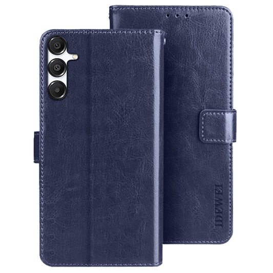 IDEWEI For Samsung Galaxy A16 4G / 5G Stand Case Crazy Horse Texture Leather Phone Cover - Dark Blue