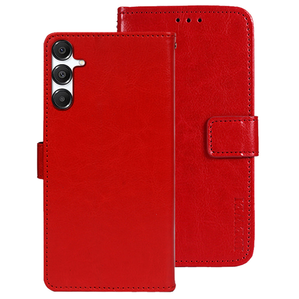 IDEWEI For Samsung Galaxy A16 4G / 5G Stand Case Crazy Horse Texture Leather Phone Cover - Red