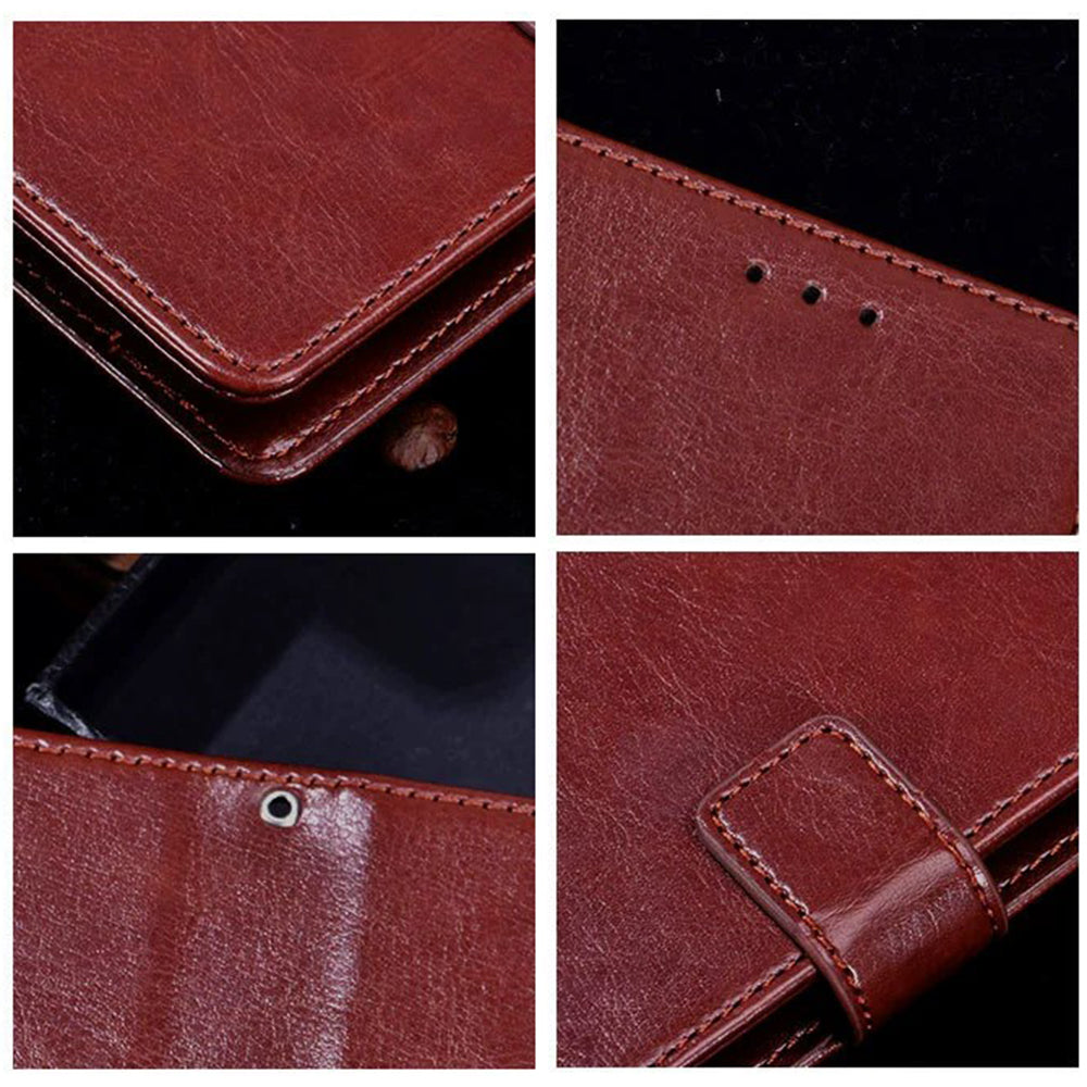 IDEWEI For Samsung Galaxy A16 4G / 5G Stand Case Crazy Horse Texture Leather Phone Cover - Black
