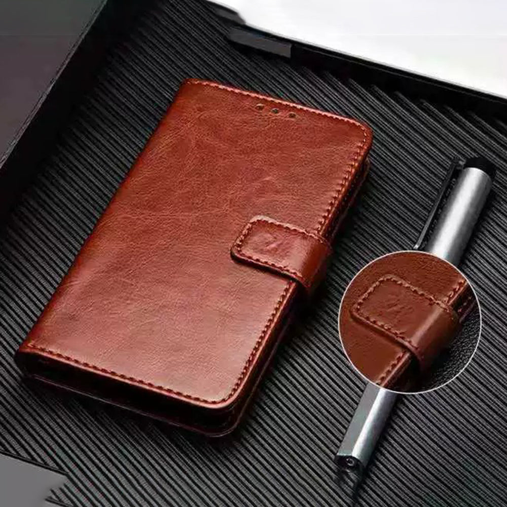 IDEWEI For Samsung Galaxy A16 4G / 5G Stand Case Crazy Horse Texture Leather Phone Cover - Black