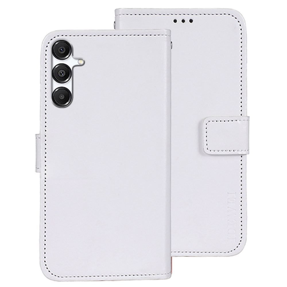 IDEWEI For Samsung Galaxy A16 4G / 5G Stand Case Crazy Horse Texture Leather Phone Cover - White