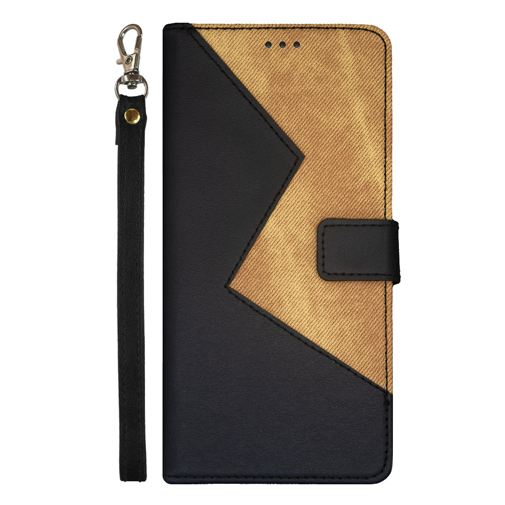 IDEWEI For Samsung Galaxy A16 4G / 5G Case Card Slots Splicing Color Leather Phone Cover - Black