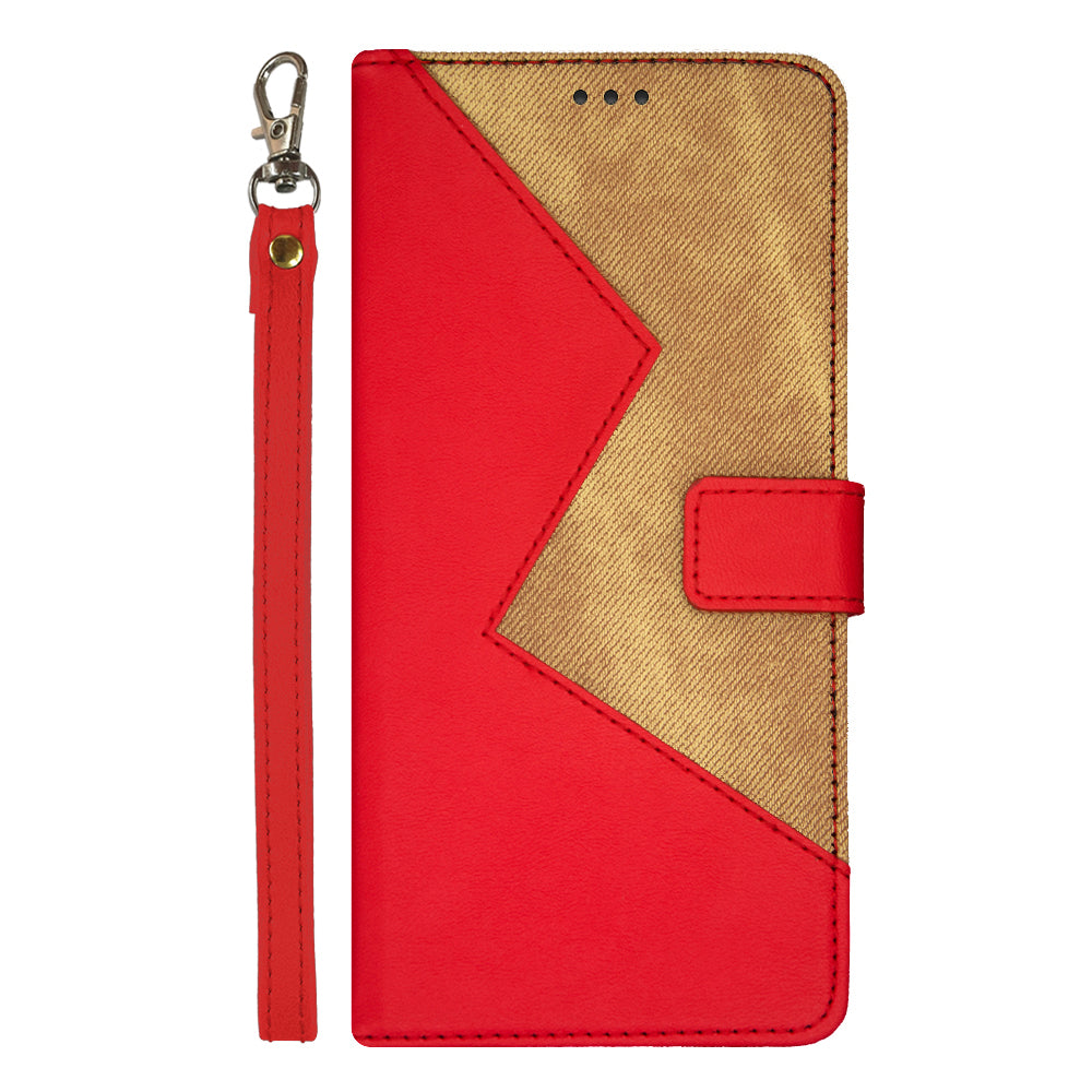 IDEWEI For Samsung Galaxy A16 4G / 5G Case Card Slots Splicing Color Leather Phone Cover - Red