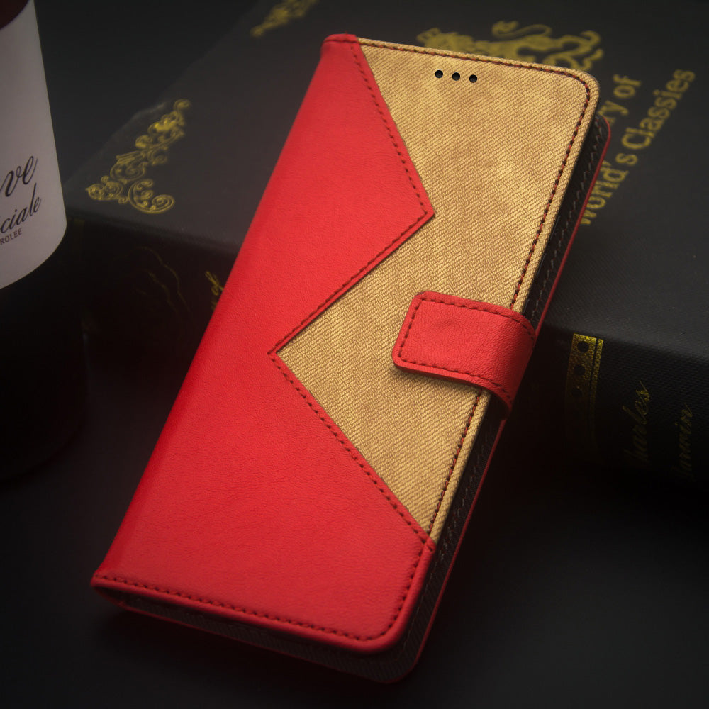 IDEWEI For Samsung Galaxy A16 4G / 5G Case Card Slots Splicing Color Leather Phone Cover - Red