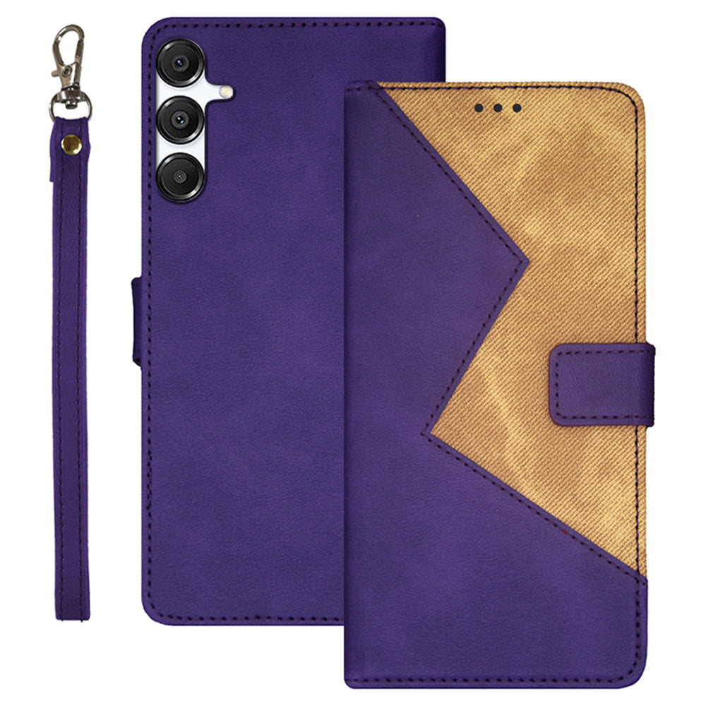 IDEWEI For Samsung Galaxy A16 4G / 5G Case Card Slots Splicing Color Leather Phone Cover - Purple
