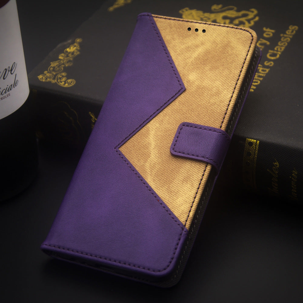 IDEWEI For Samsung Galaxy A16 4G / 5G Case Card Slots Splicing Color Leather Phone Cover - Purple