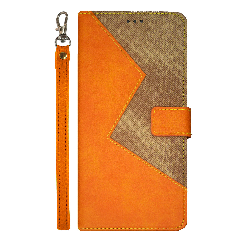IDEWEI For Samsung Galaxy A16 4G / 5G Case Card Slots Splicing Color Leather Phone Cover - Orange