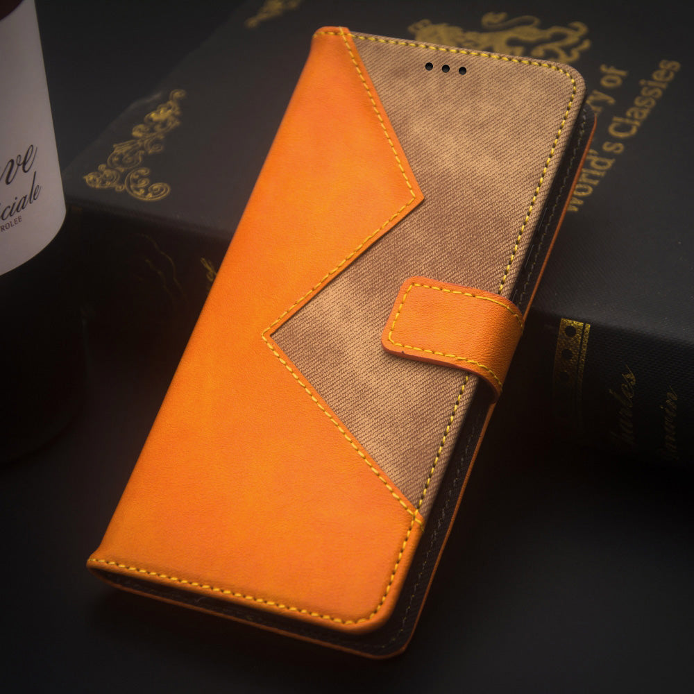 IDEWEI For Samsung Galaxy A16 4G / 5G Case Card Slots Splicing Color Leather Phone Cover - Orange