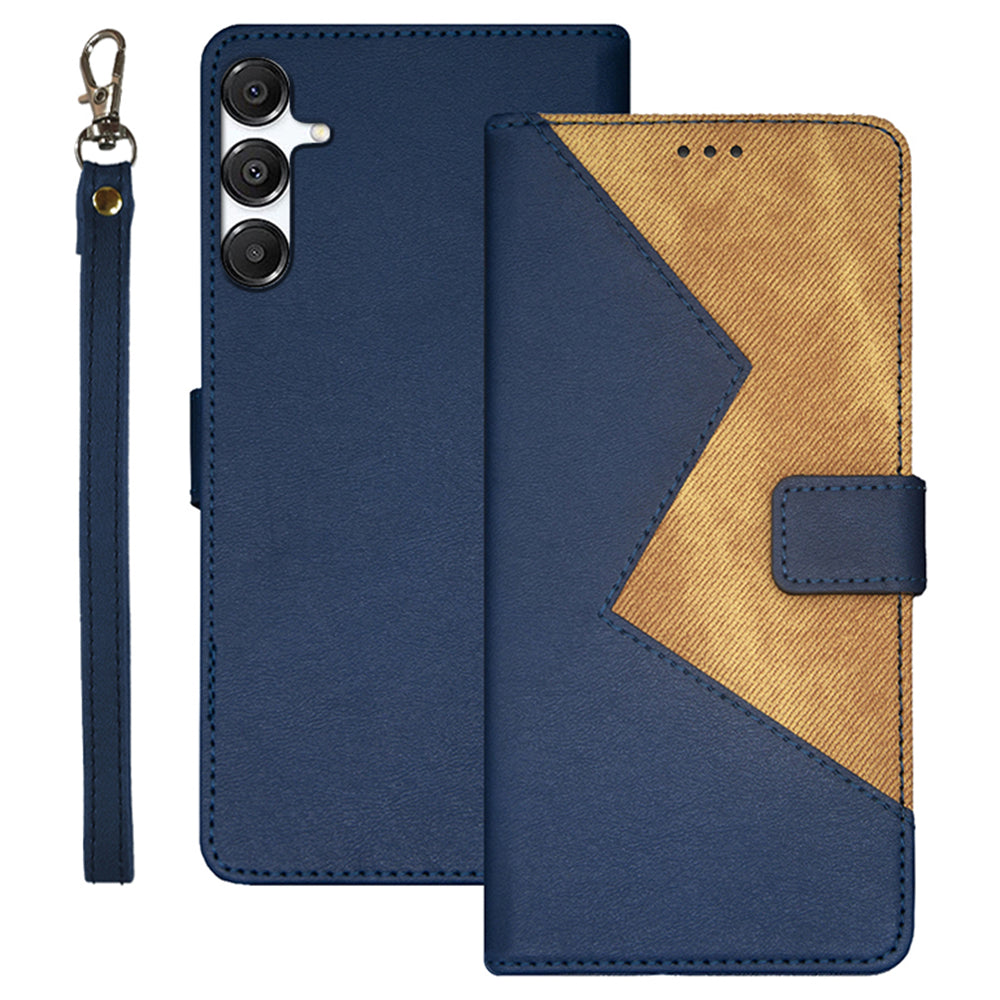 IDEWEI For Samsung Galaxy A16 4G / 5G Case Card Slots Splicing Color Leather Phone Cover - Blue