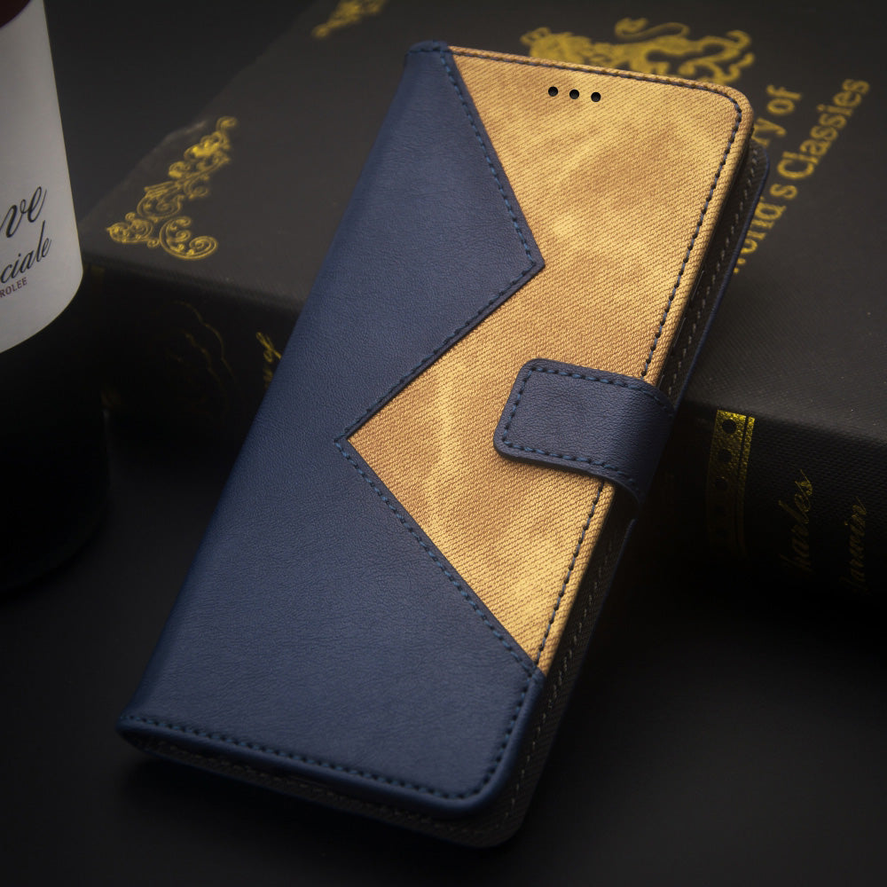 IDEWEI For Samsung Galaxy A16 4G / 5G Case Card Slots Splicing Color Leather Phone Cover - Blue