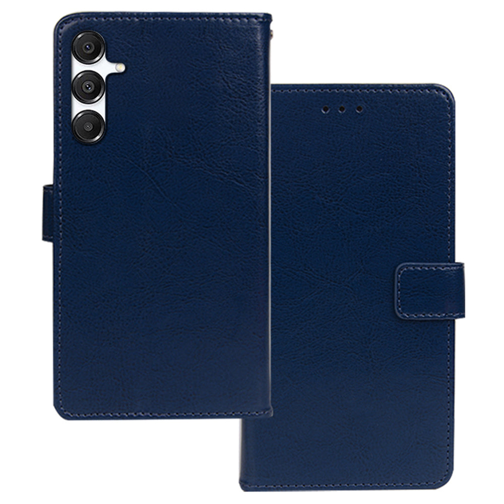 IDEWEI For Samsung Galaxy A16 5G  /  4G Case Card Slots Holder Leather Phone Cover Crazy Horse Texture - Blue