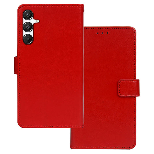 IDEWEI For Samsung Galaxy A16 5G  /  4G Case Card Slots Holder Leather Phone Cover Crazy Horse Texture - Red