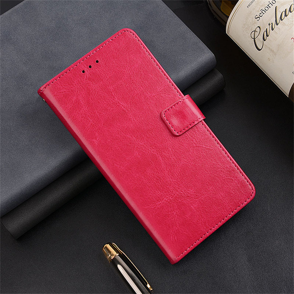 IDEWEI For Samsung Galaxy A16 5G  /  4G Case Card Slots Holder Leather Phone Cover Crazy Horse Texture - Rose