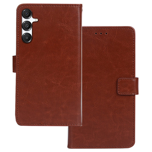 IDEWEI For Samsung Galaxy A16 5G  /  4G Case Card Slots Holder Leather Phone Cover Crazy Horse Texture - Brown