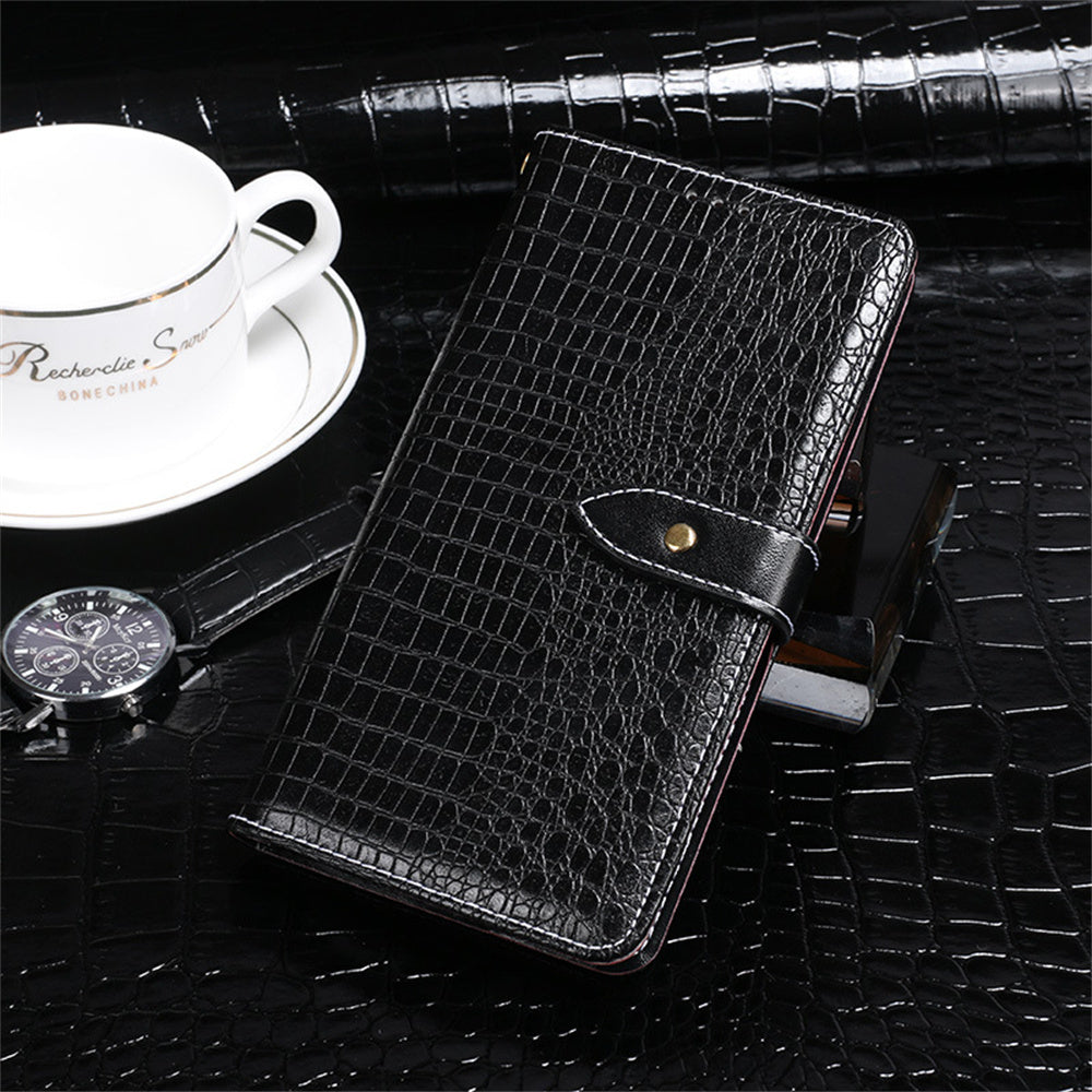 IDEWEI For Samsung Galaxy A16 5G  /  4G Case Crocodile Texture PU Leather Flip Phone Cover - Black