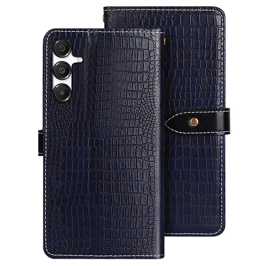IDEWEI For Samsung Galaxy A16 5G  /  4G Case Crocodile Texture PU Leather Flip Phone Cover - Blue