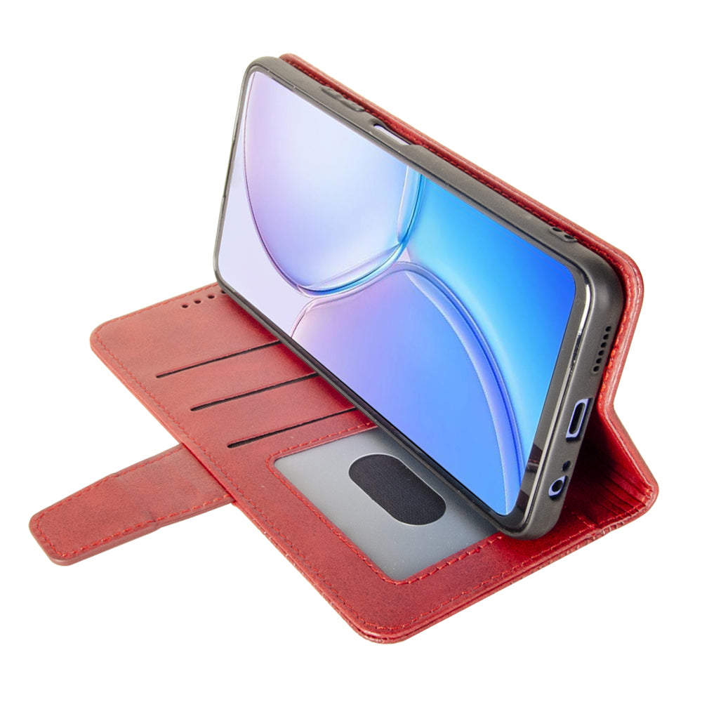 IDEWEI For Samsung Galaxy A16 5G  /  4G Case Leather Wallet Phone Cover Stand Calf Texture - Red