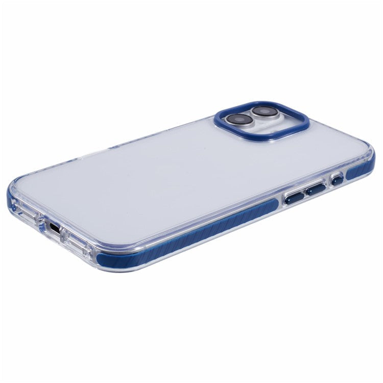 For iPhone 16 Plus Clear Case TPU+PC Shockproof Phone Back Cover - Blue