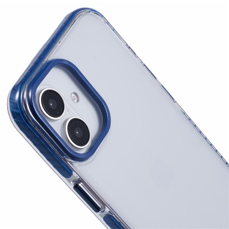 For iPhone 16 Plus Clear Case TPU+PC Shockproof Phone Back Cover - Blue