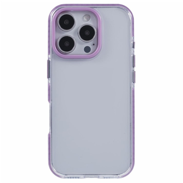 For iPhone 16 Pro Clear Case TPU+PC Shockproof Phone Back Cover - Purple