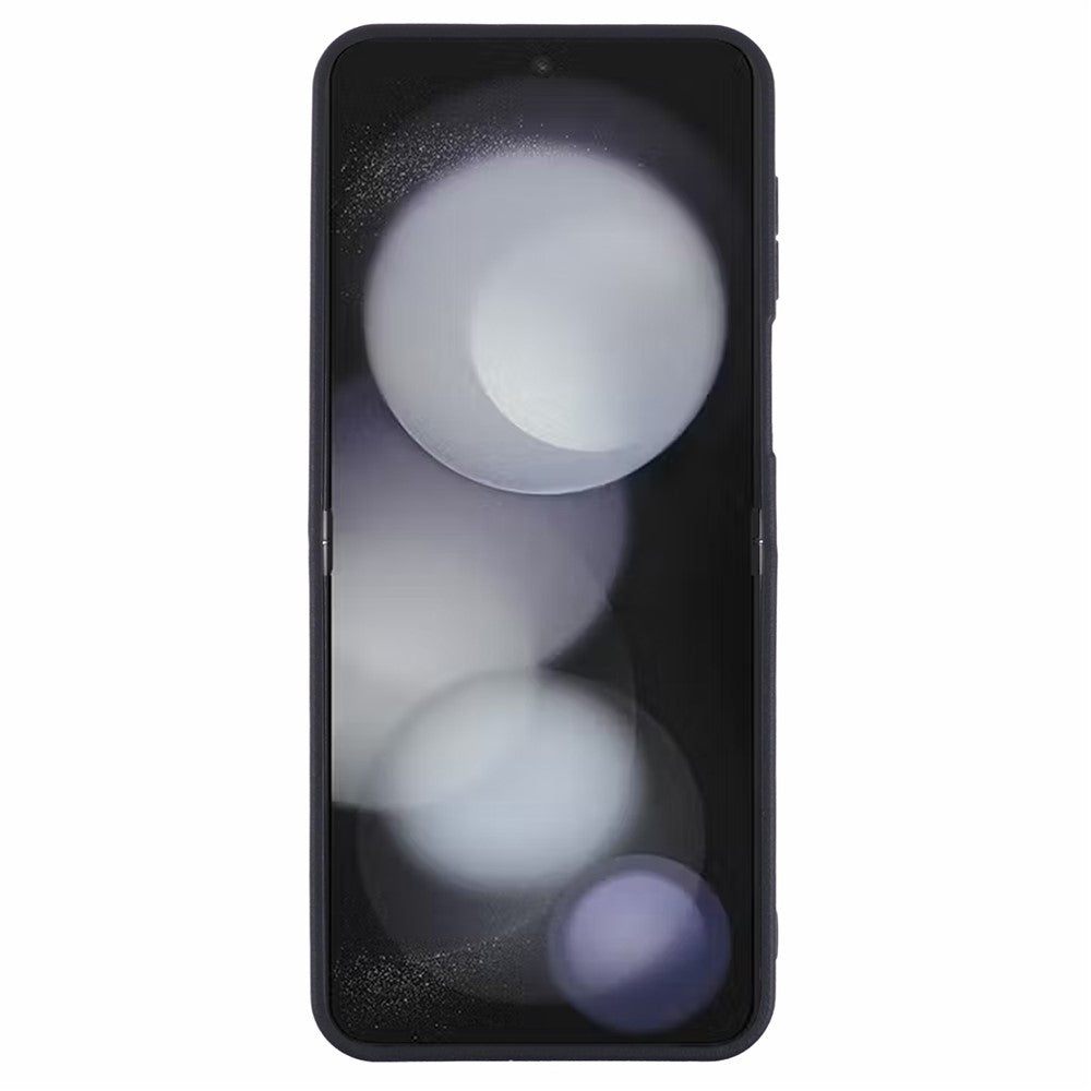 For Samsung Galaxy Z Flip7 FE 5G / Z Flip6 5G / Z Flip5 5G Case Leather Textured TPU Shockproof Phone Cover - Black