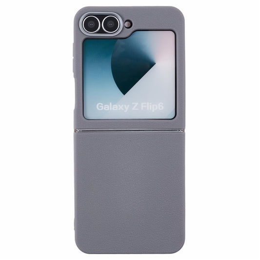For Samsung Galaxy Z Flip7 FE 5G / Z Flip6 5G / Z Flip5 5G Case Leather Textured TPU Shockproof Phone Cover - Grey