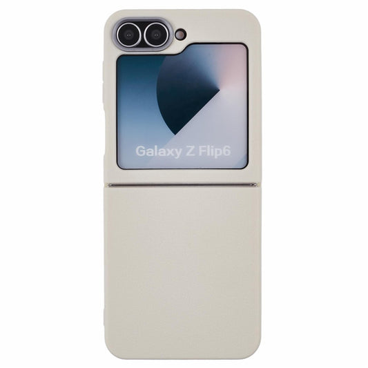 For Samsung Galaxy Z Flip7 FE 5G / Z Flip6 5G / Z Flip5 5G Case Leather Textured TPU Shockproof Phone Cover - White