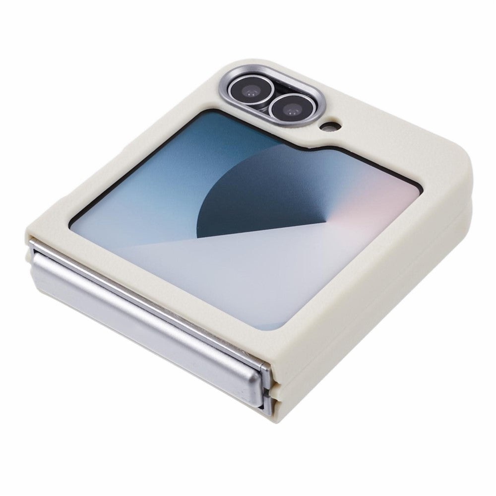 For Samsung Galaxy Z Flip7 FE 5G / Z Flip6 5G / Z Flip5 5G Case Leather Textured TPU Shockproof Phone Cover - White