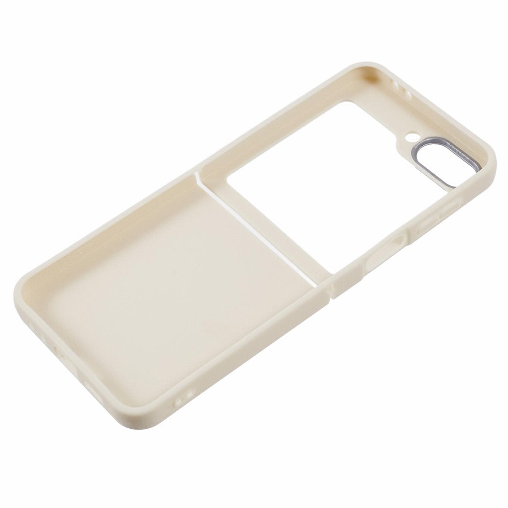 For Samsung Galaxy Z Flip7 FE 5G / Z Flip6 5G / Z Flip5 5G Case Leather Textured TPU Shockproof Phone Cover - White