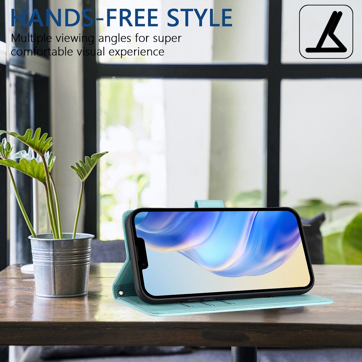 For Motorola Moto G75 5G Case Imprinted Honeycomb RFID Blocking Leather Phone Cover with Strap - Mint Green