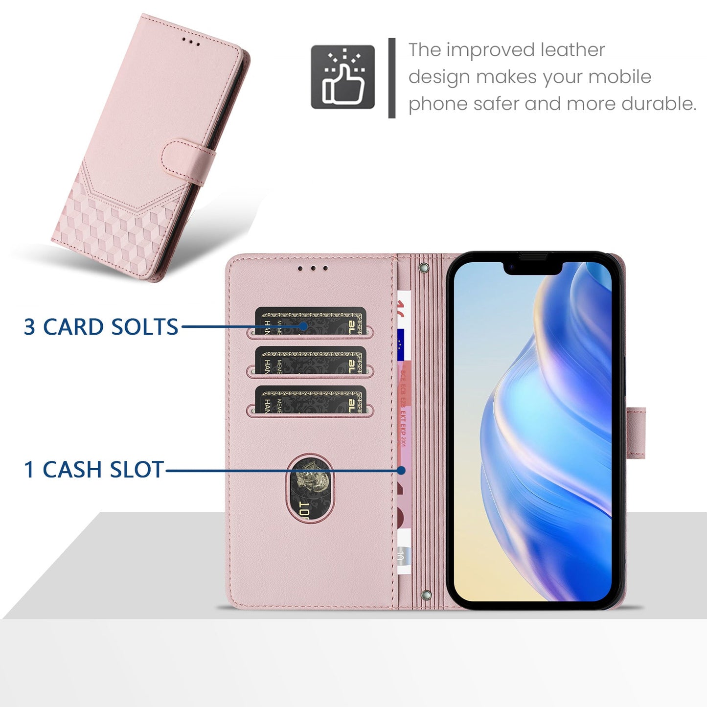 For Motorola Moto G75 5G Case Imprinted Honeycomb RFID Blocking Leather Phone Cover with Strap - Pink