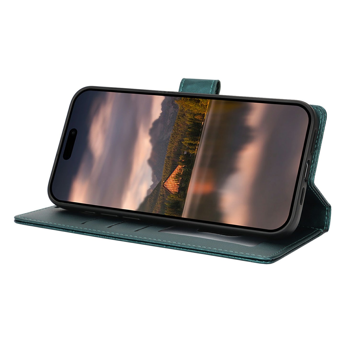 For Samsung Galaxy A06 Case with Hand Strap Flower Imprint Leather Wallet Phone Cover - Green